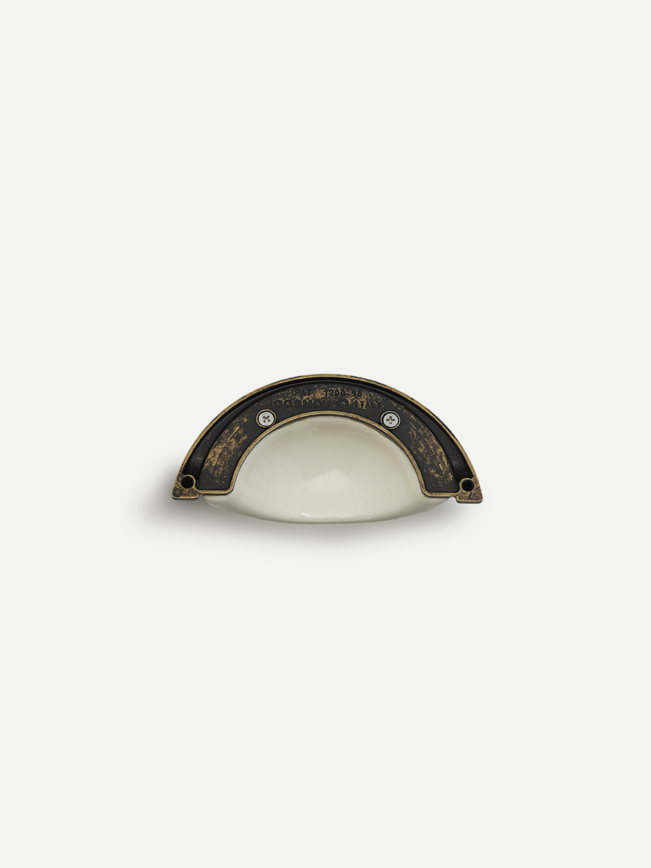 Decorative ceramic cabinet handle with a metallic rim for drawers - GLITTERS HARDWARE