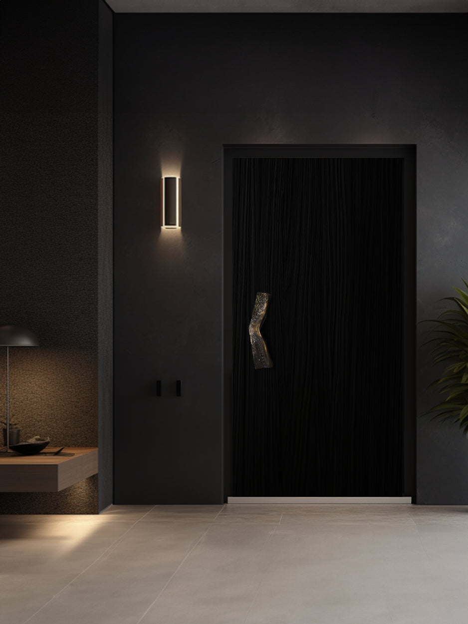 Handmade solid brass front door handle for designer black doors