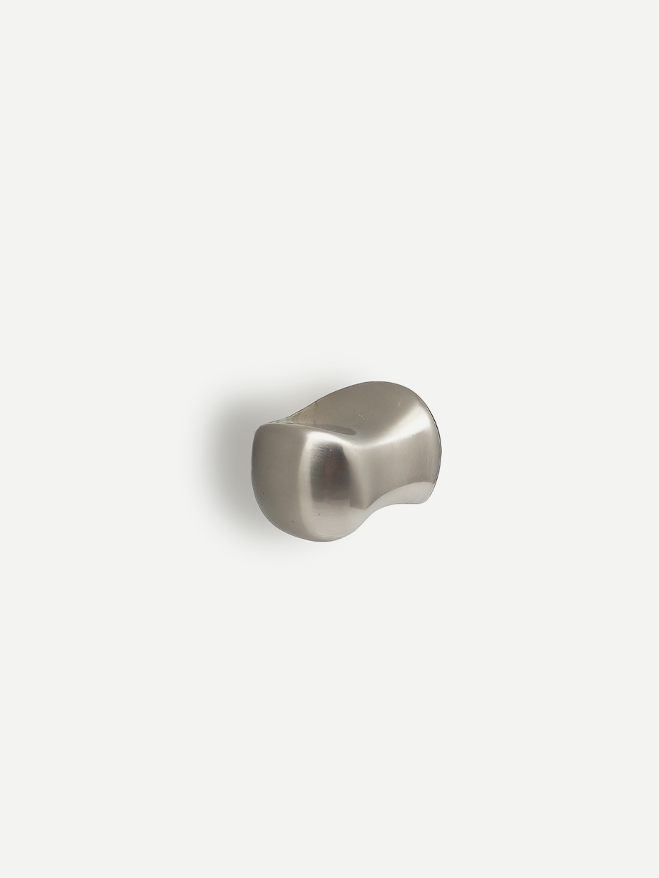 Contemporary cabinet knobs for modern interior design in silver satin nickel