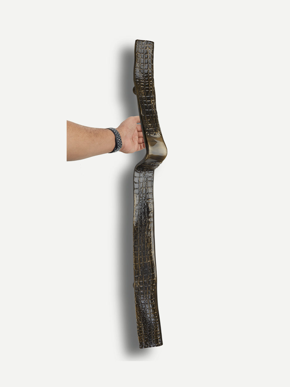 Artisanal front entry handles designed for statement doors
