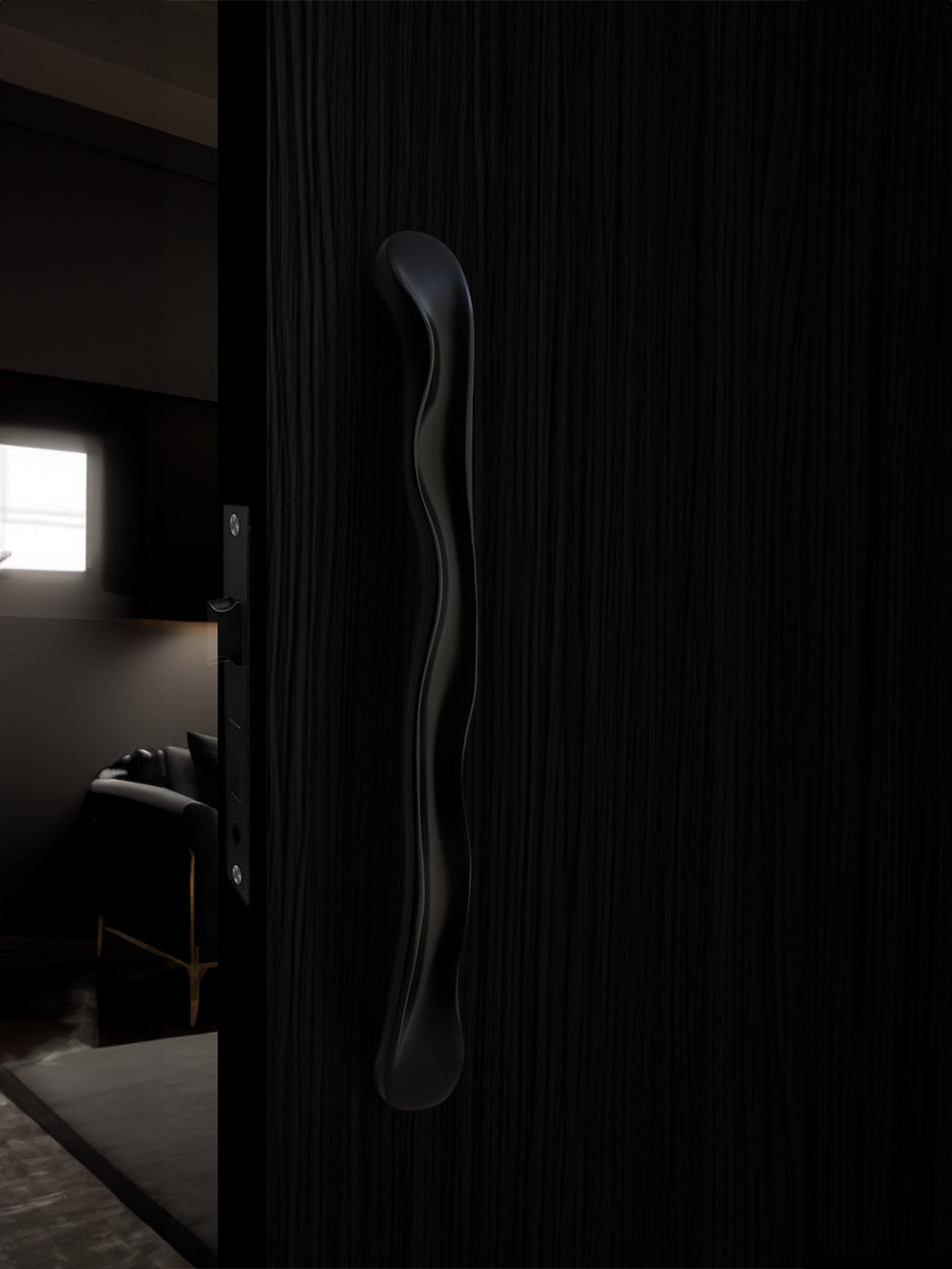 Handcrafted main entrance handles for bespoke architectural doors