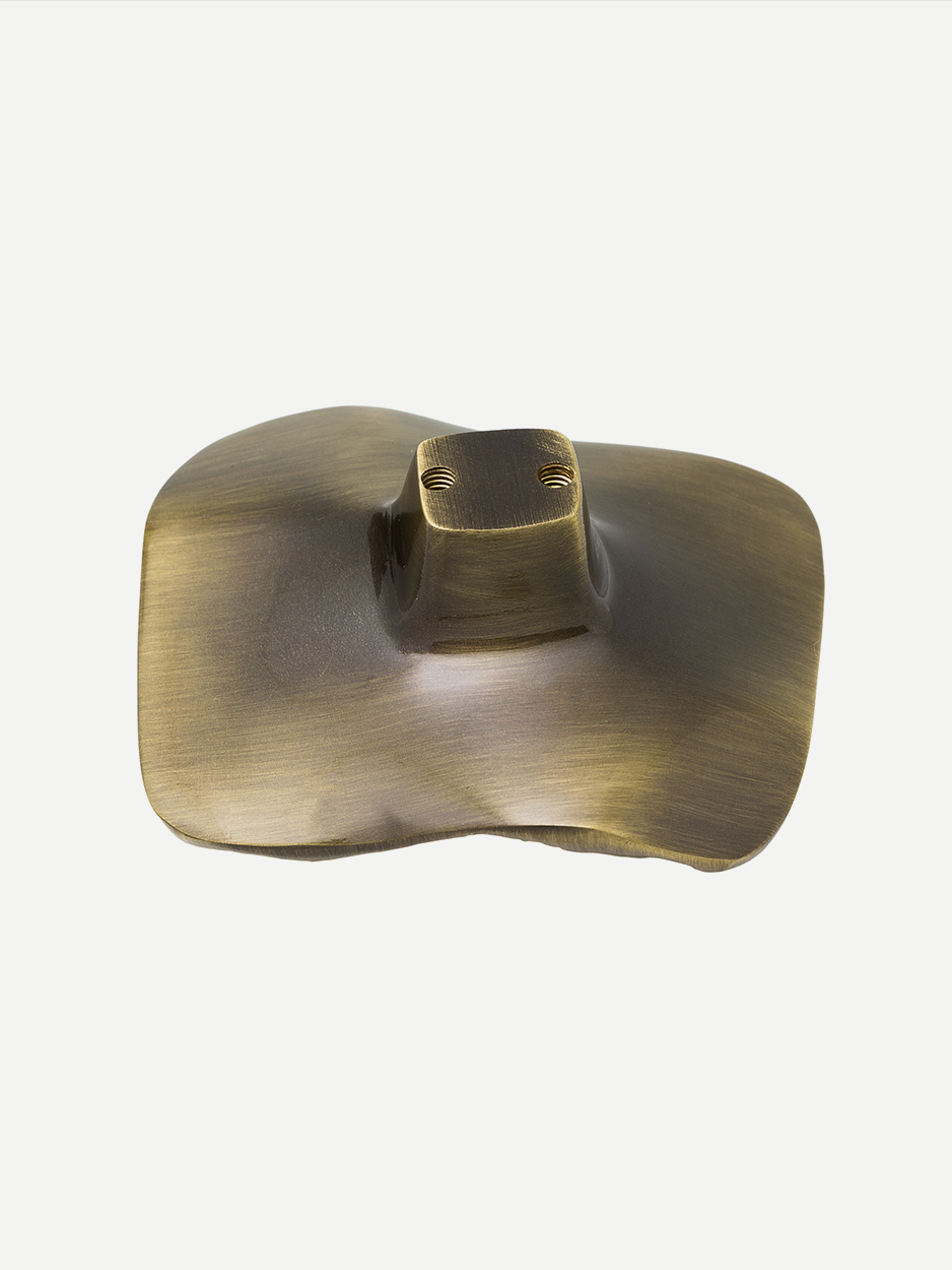 Designer cabinet pulls for bedroom dresser drawers in solid brass.