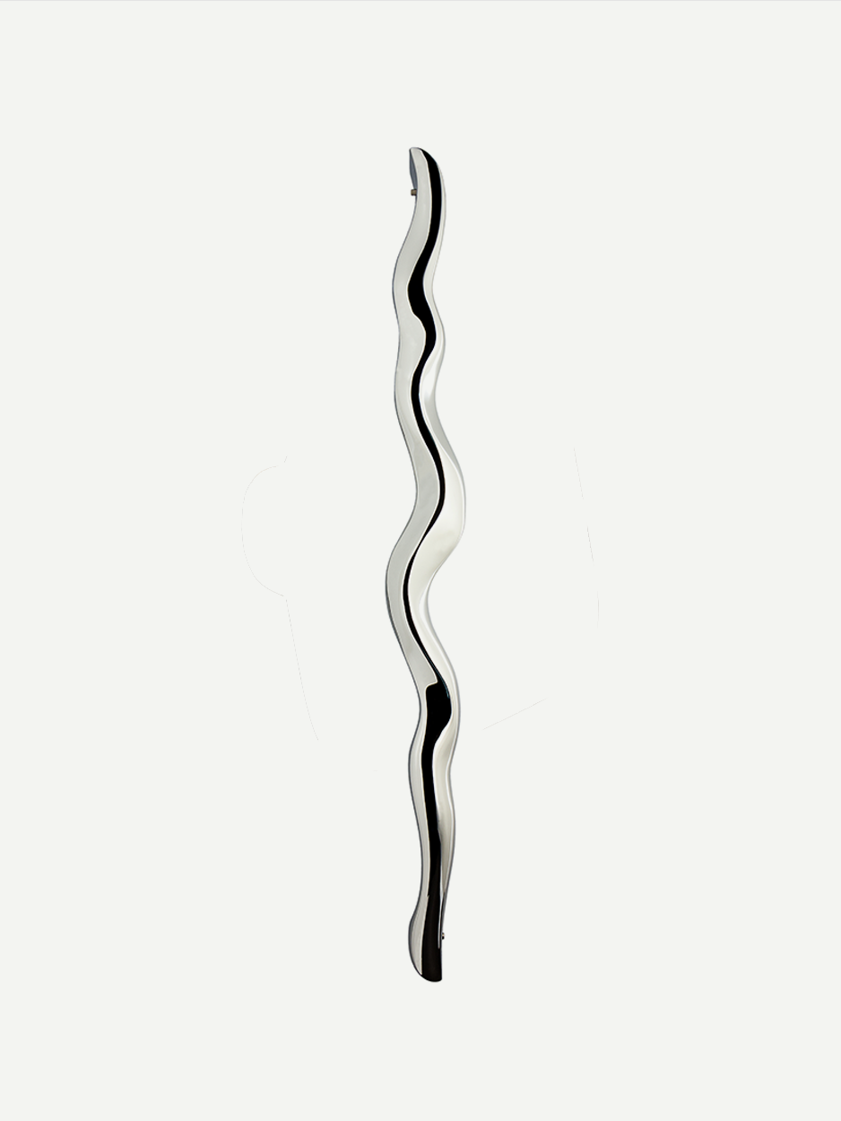 Contemporary curved pull handle for double doors