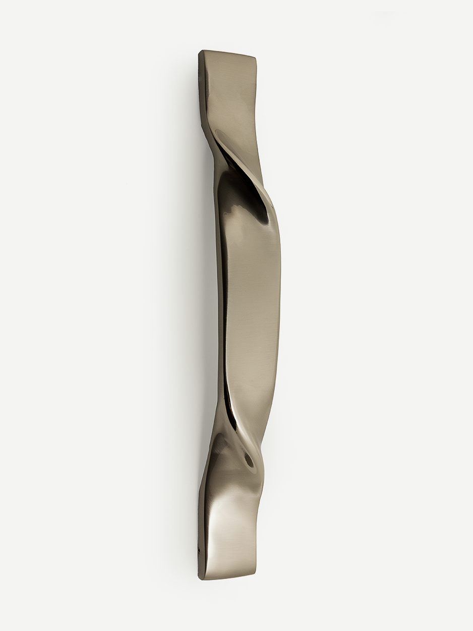 Brass front door handle with simple details