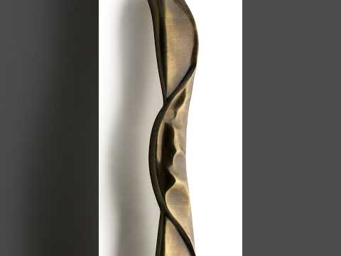 Minimal solid brass front door handle for contemporary homes.