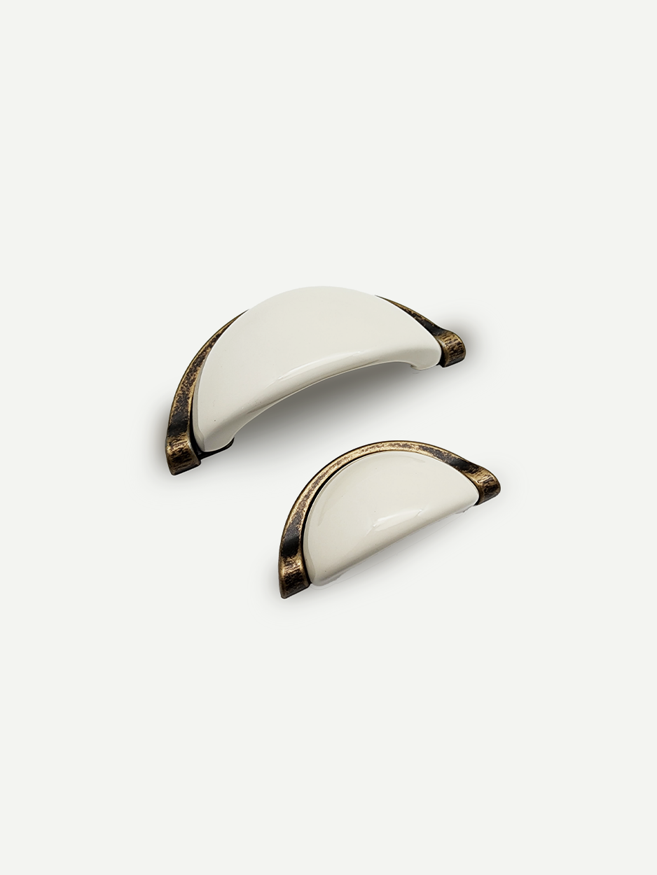 ALBA SEMI CIRCLE CERAMIC PULL FOR DRAWERS AND CABINETS - GLITTERS HARDWARE 