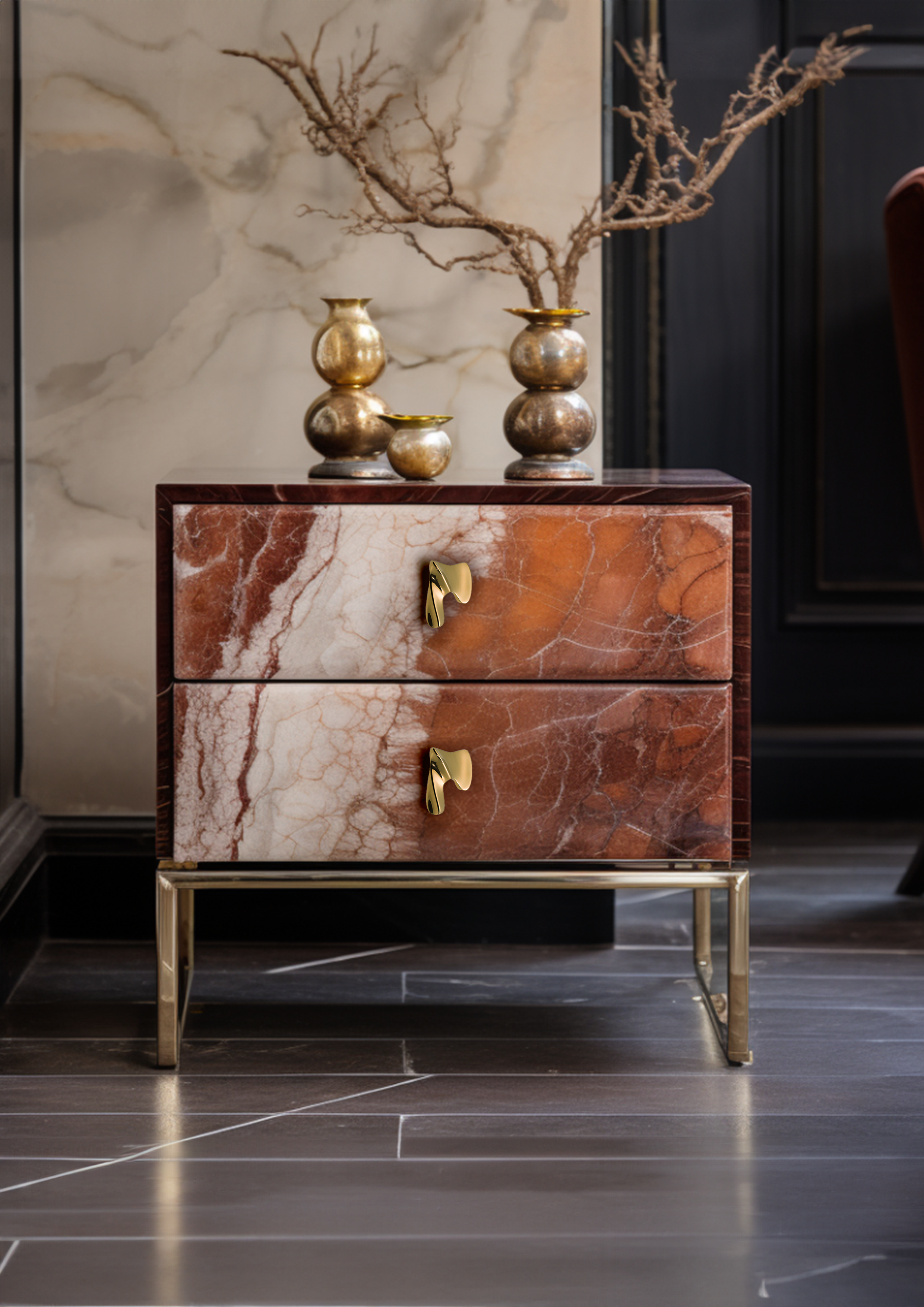Handcrafted brass cabinet knobs with timeless sculpted design