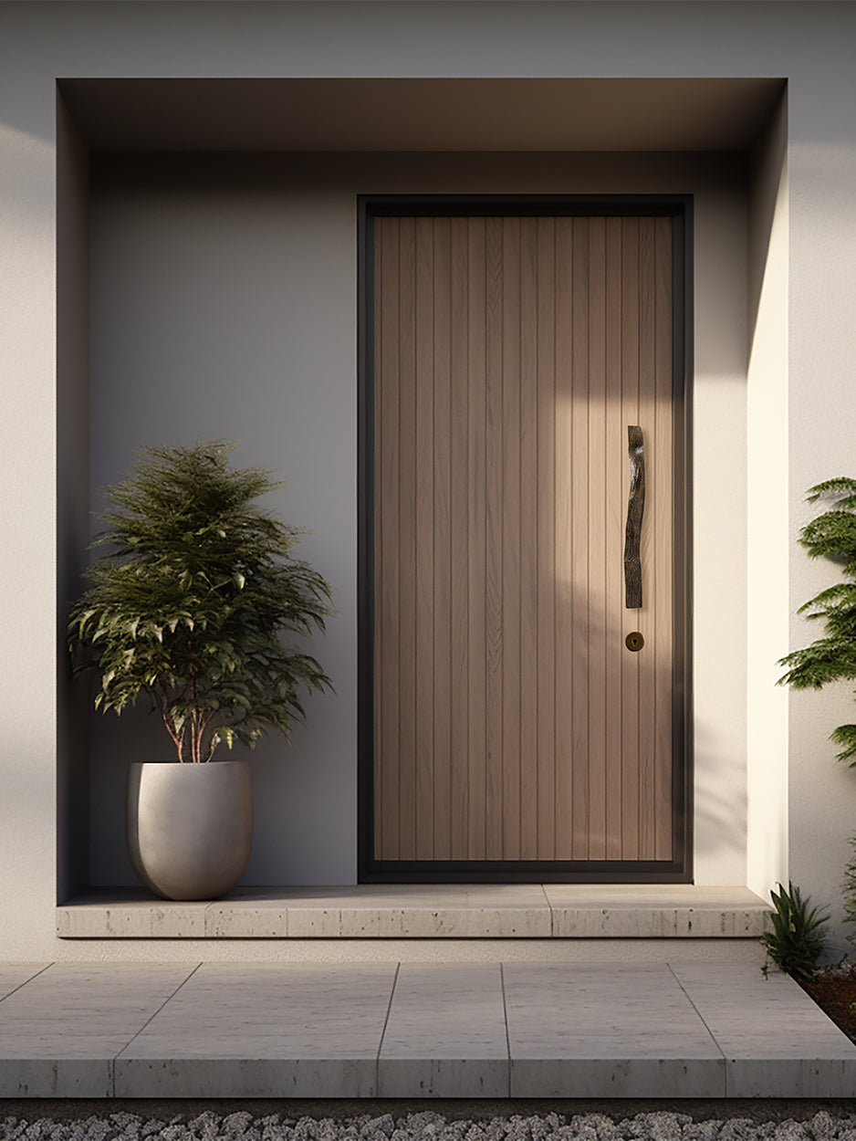 High-end luxury front door pull handles in brass
