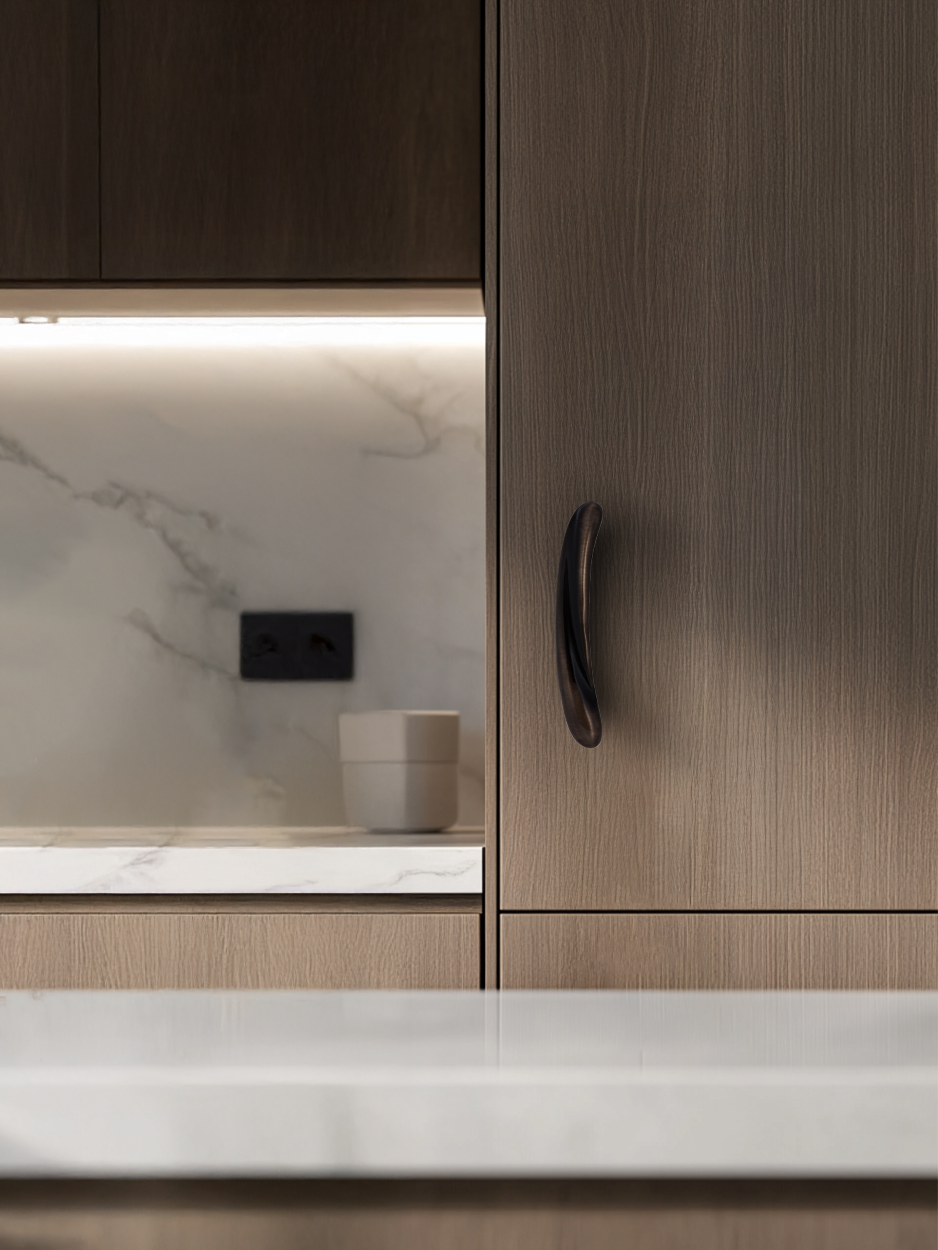 Luxury wardrobe door handles for high-end kitchen interiors