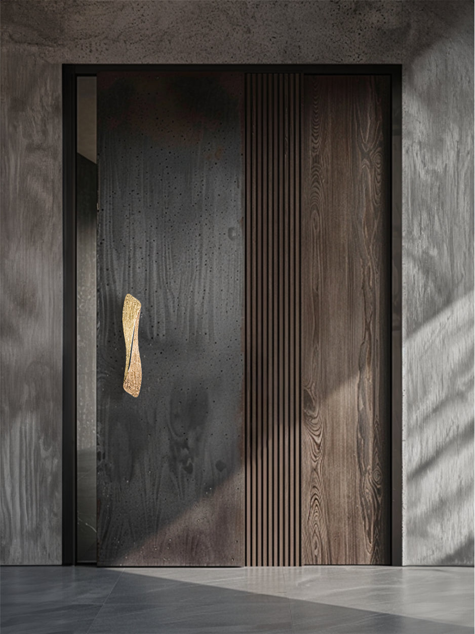 Handcrafted main entrance handles for bespoke architectural doors