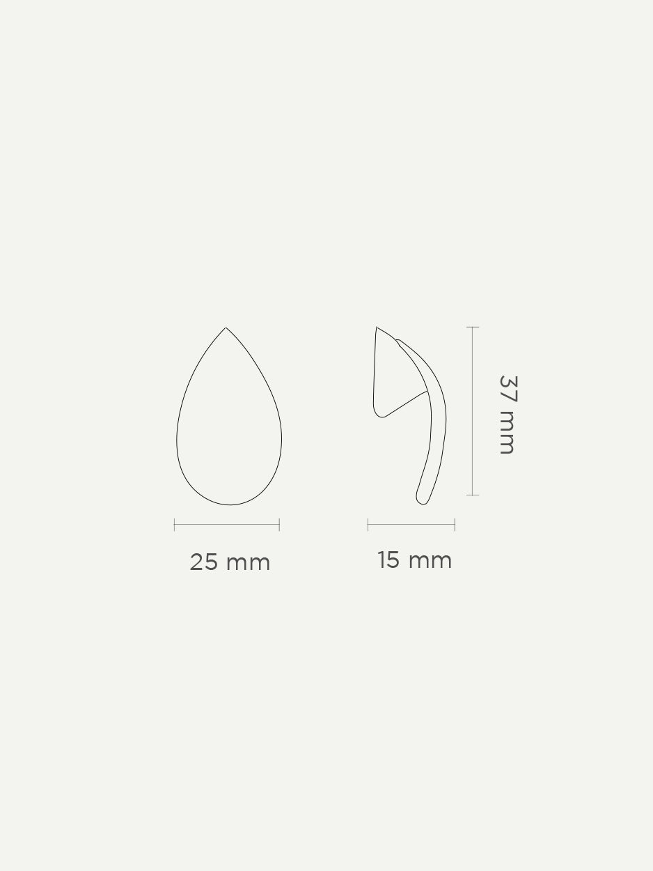 Dimension drawing of the Galaxy knob, detailing its precise measurements for accurate installation. Keywords: cabinet knob dimensions, hardware installation guide, interior design specifications.