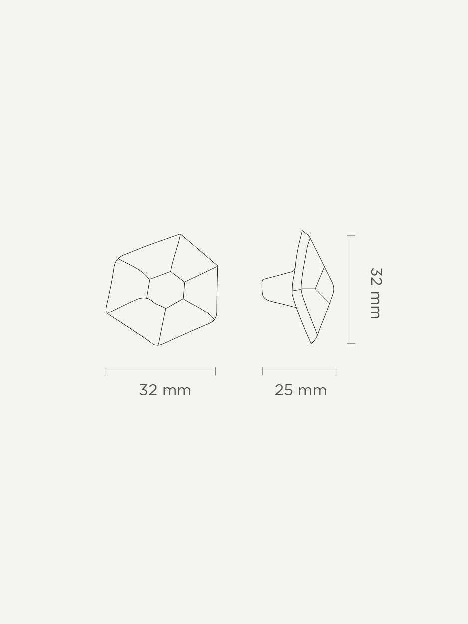 imension drawing of the Star cabinet knob, illustrating precise measurements for easy and accurate installation on cabinet doors, dresser drawers, and other cabinetry.