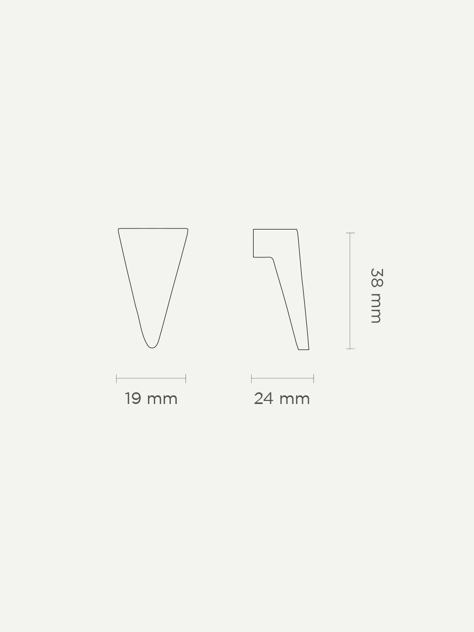 Dimension drawing of the Trigon cabinet knob, illustrating precise measurements for easy and accurate installation on dresser drawers, cabinets, and other furniture.