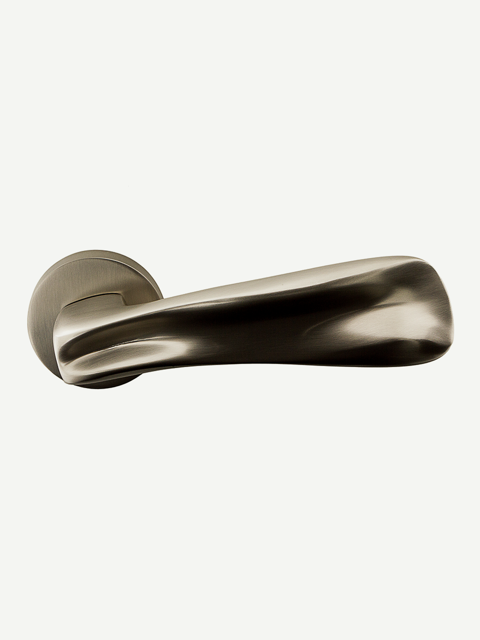 Contemporary solid brass lever handles for custom doors