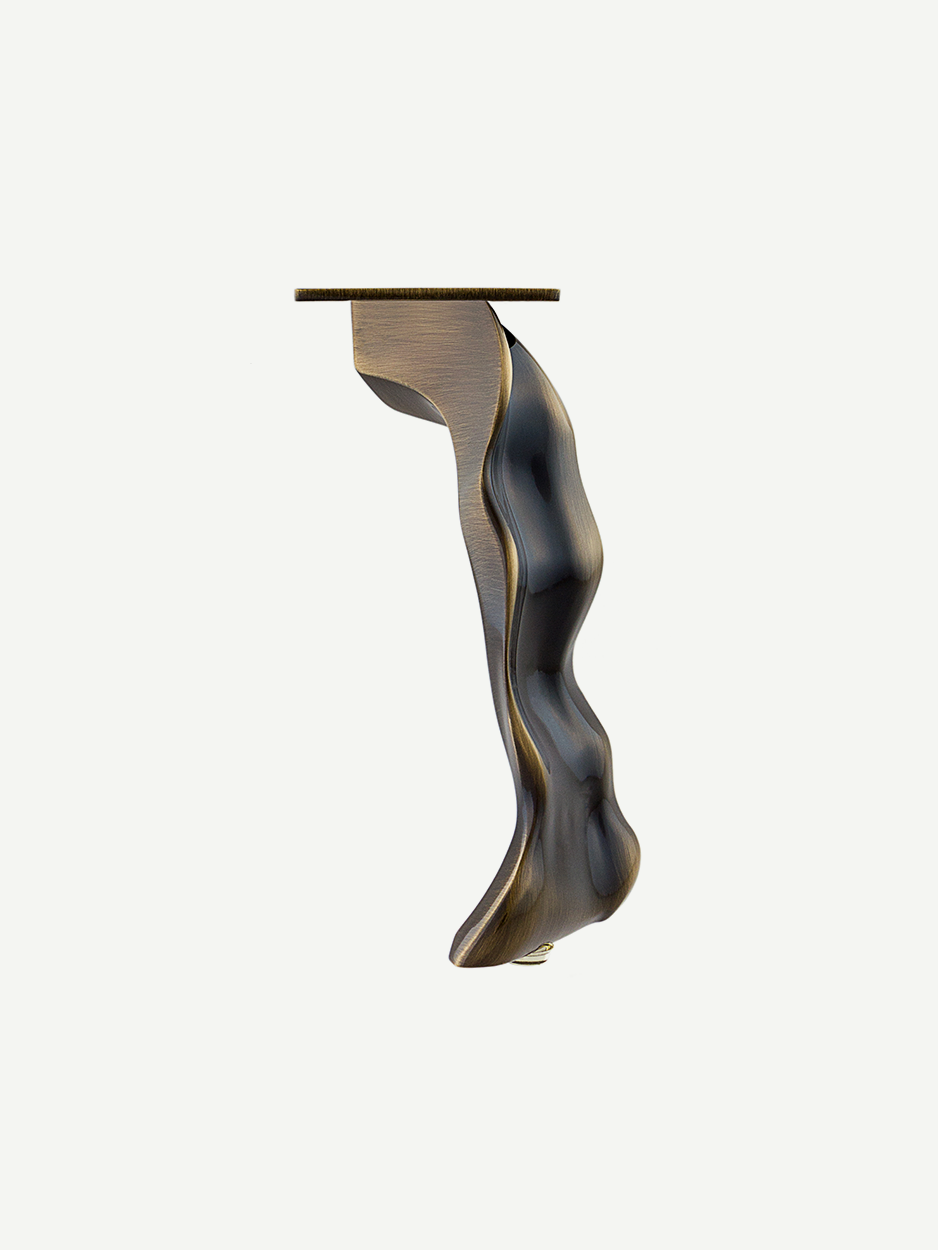 Glossy bronze finish of the furniture leg, featuring a rippled, undulating design that adds a wave of freshness and luxurious feel to cabinets or sofas.