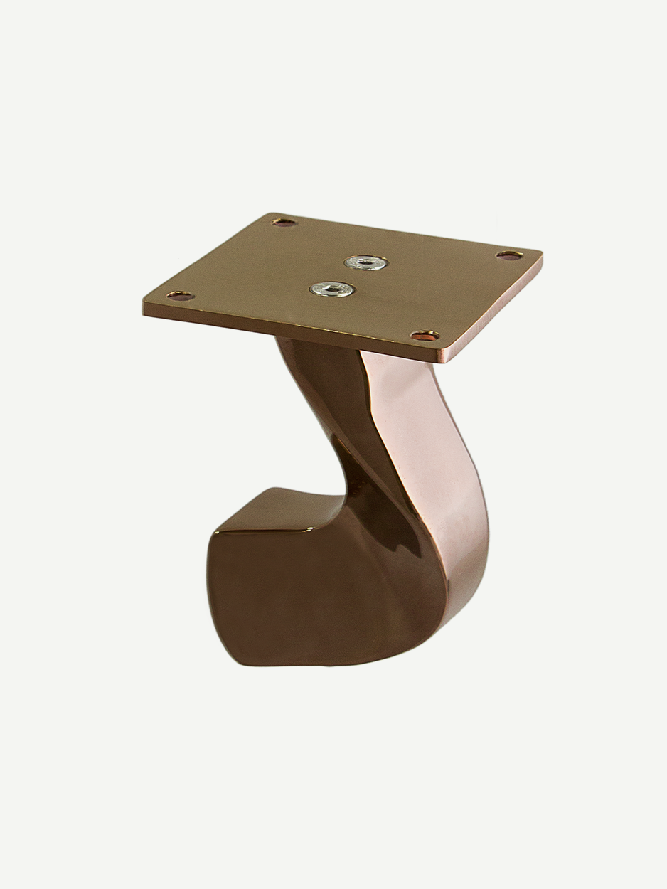 Breccia furniture leg in a rose gold PVD finish, highlighting its luxurious and stylish appearance, ideal for enhancing the look of any furniture piece.