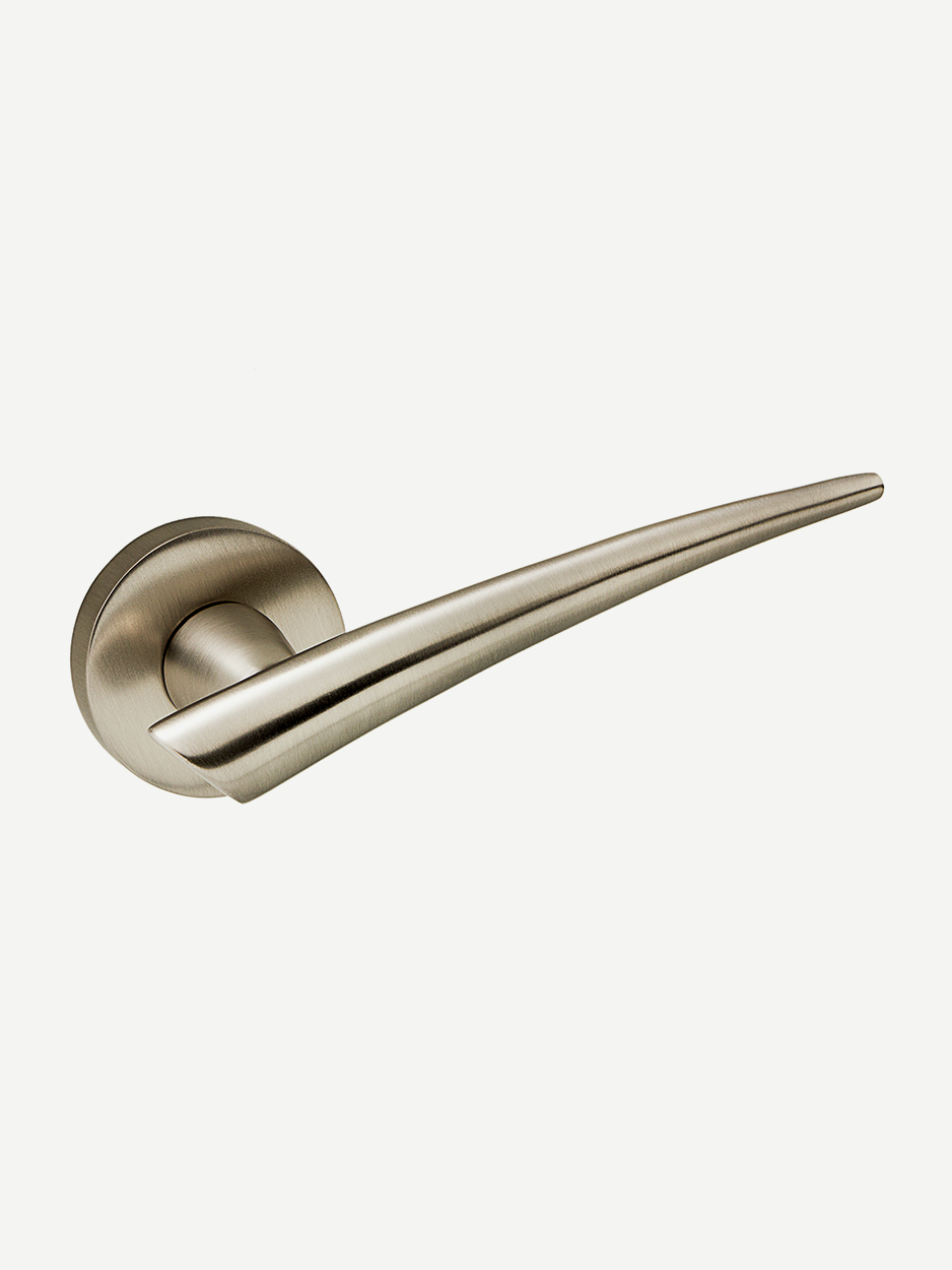 CEDAR door lever handle in satin nickel finish, showcasing its sleek, contemporary design with clean lines, perfect for modern home or commercial interiors.