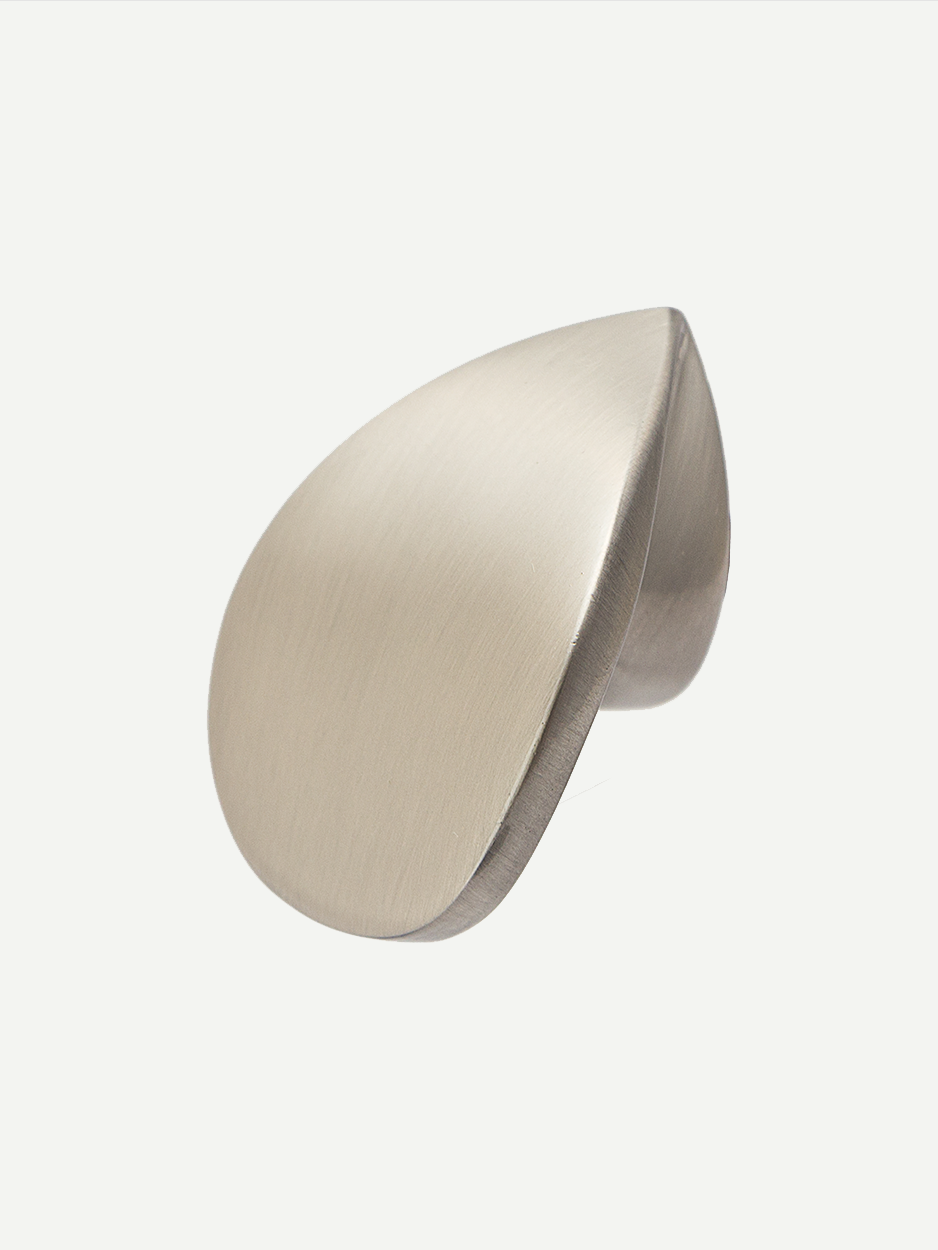 Image of the Galaxy knob in a sleek satin nickel finish, highlighting its modern and classy touch for dresser drawers and kitchen cabinets. Keywords: satin nickel cabinet knob, modern hardware, classy drawer handle.