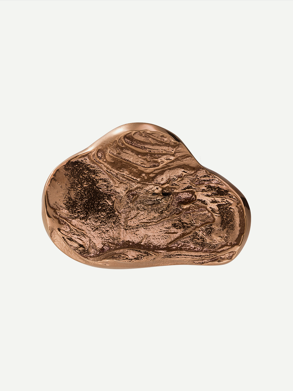 Textured LAVA 2 cabinet and drawer pull in Rose Gold PVD, designed with a texture reminiscent of natural lava formations. This elegant and ergonomic pull enhances the sophistication of your furniture.