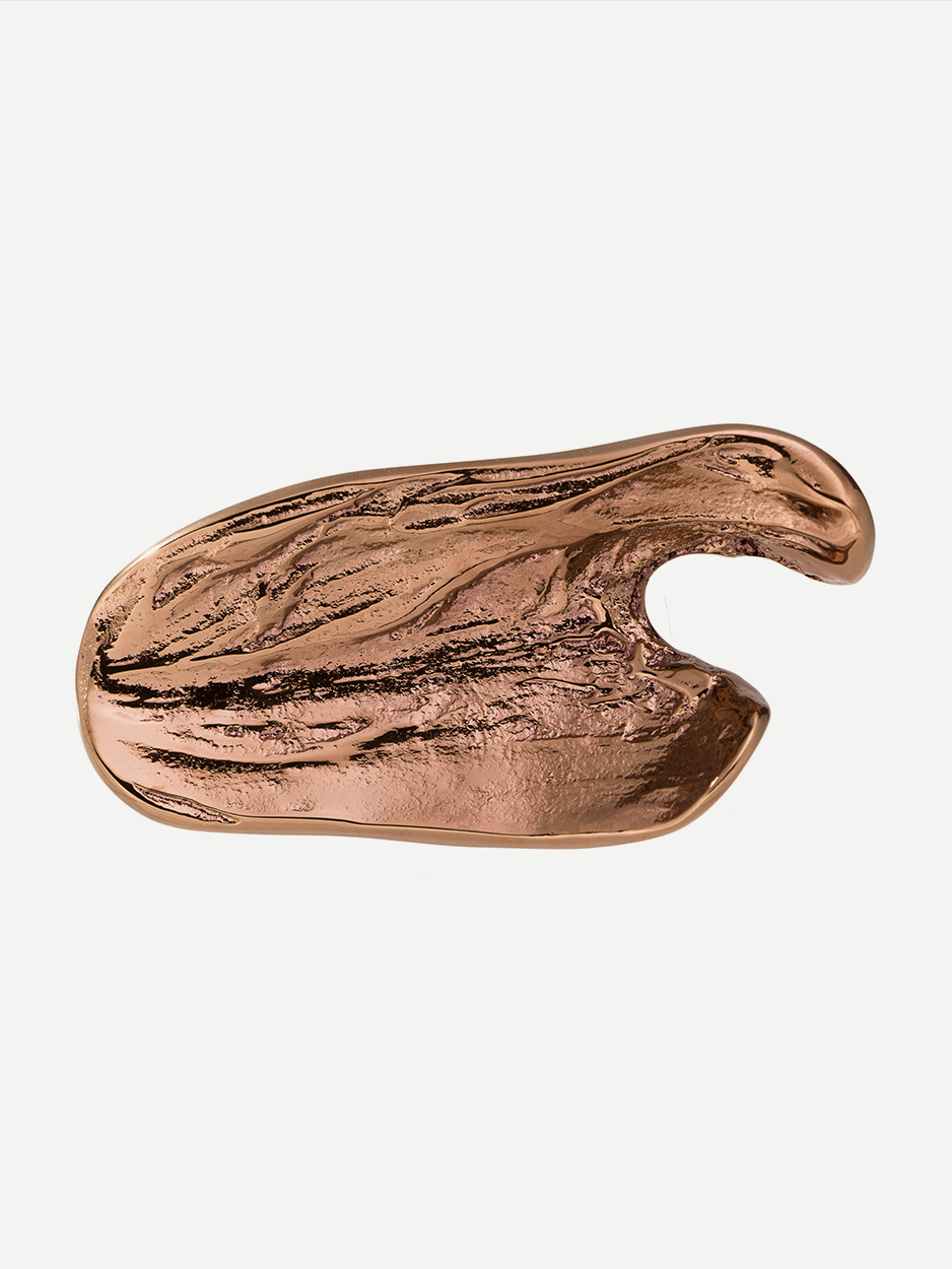 Textured LAVA 4 cabinet and drawer pull in Rose Gold PVD, showcasing a design inspired by natural lava formations. Luxuriously crafted to blend function and elegance, perfect for adding a stylish touch to your furniture.