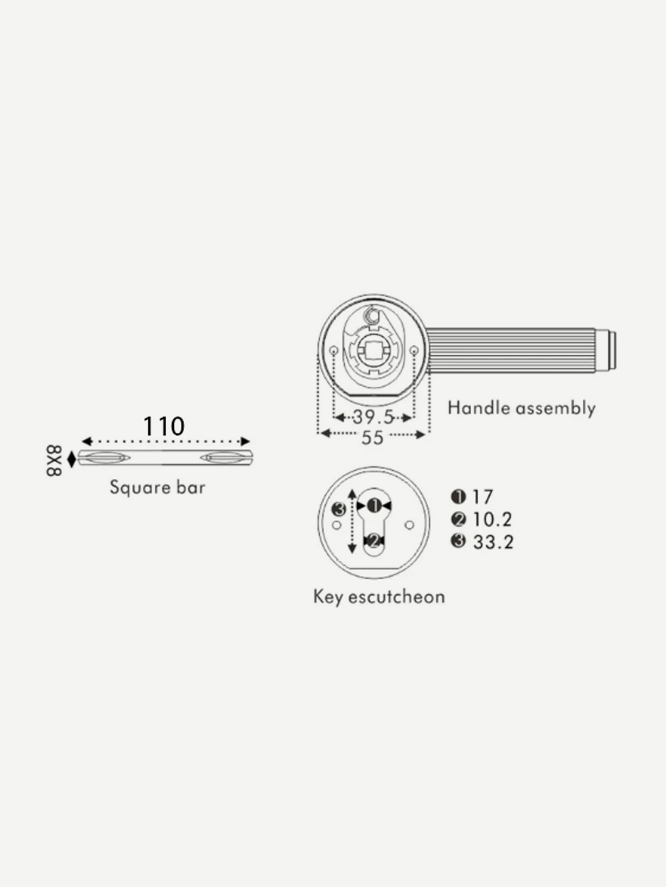 Image showing the screws and fittings that come with the Grapnel Lever Handle set. These components ensure a secure installation, allowing for a seamless addition to your doors.