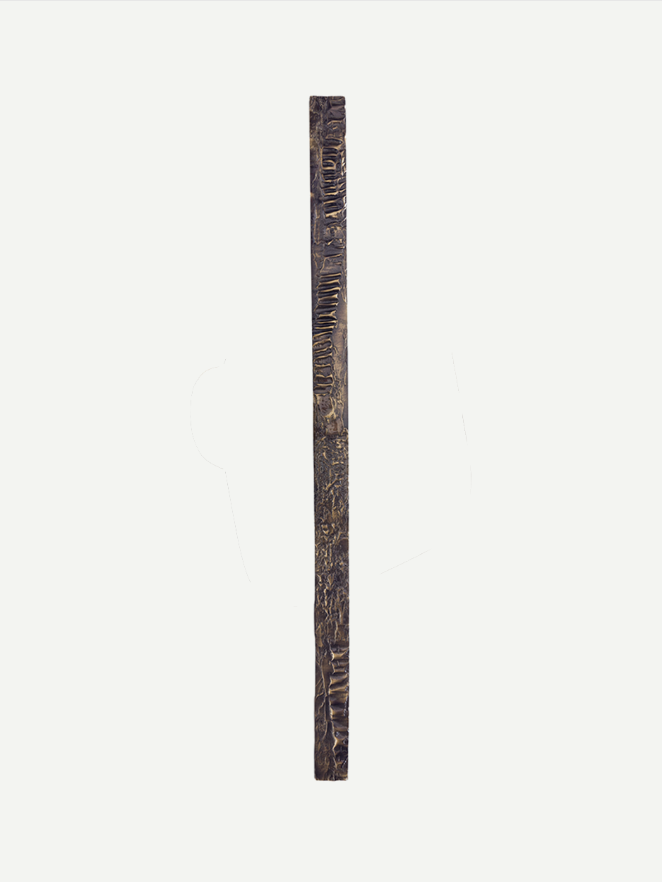 Modern linear pull handle for large pivot doors.