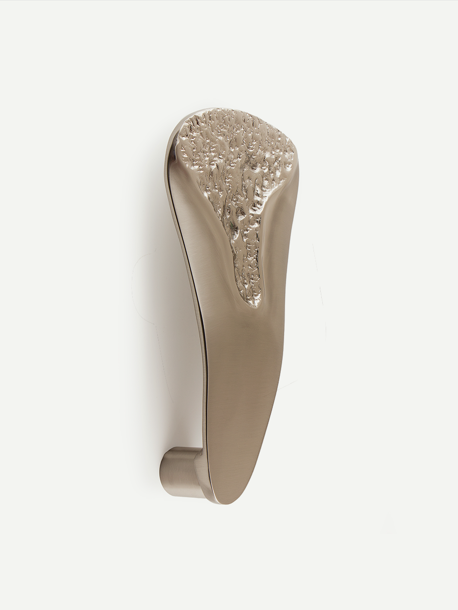 SPRAY Door Handle by Glitters Hardware - Satin nickel finish featuring a unique abstract design that adds a quirky and fun element to any front door. Ideal for apartments, luxury residences, or striking barn doors.